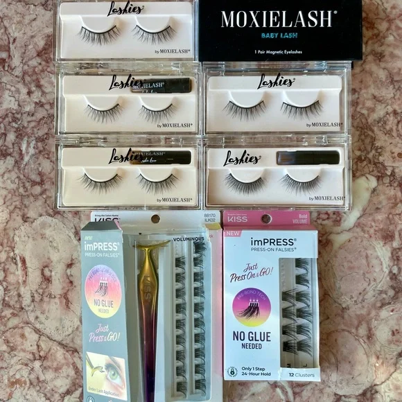 Kiss Press-On and Lashies Brand Lashes Lot - Black - Picture 1 of 12
